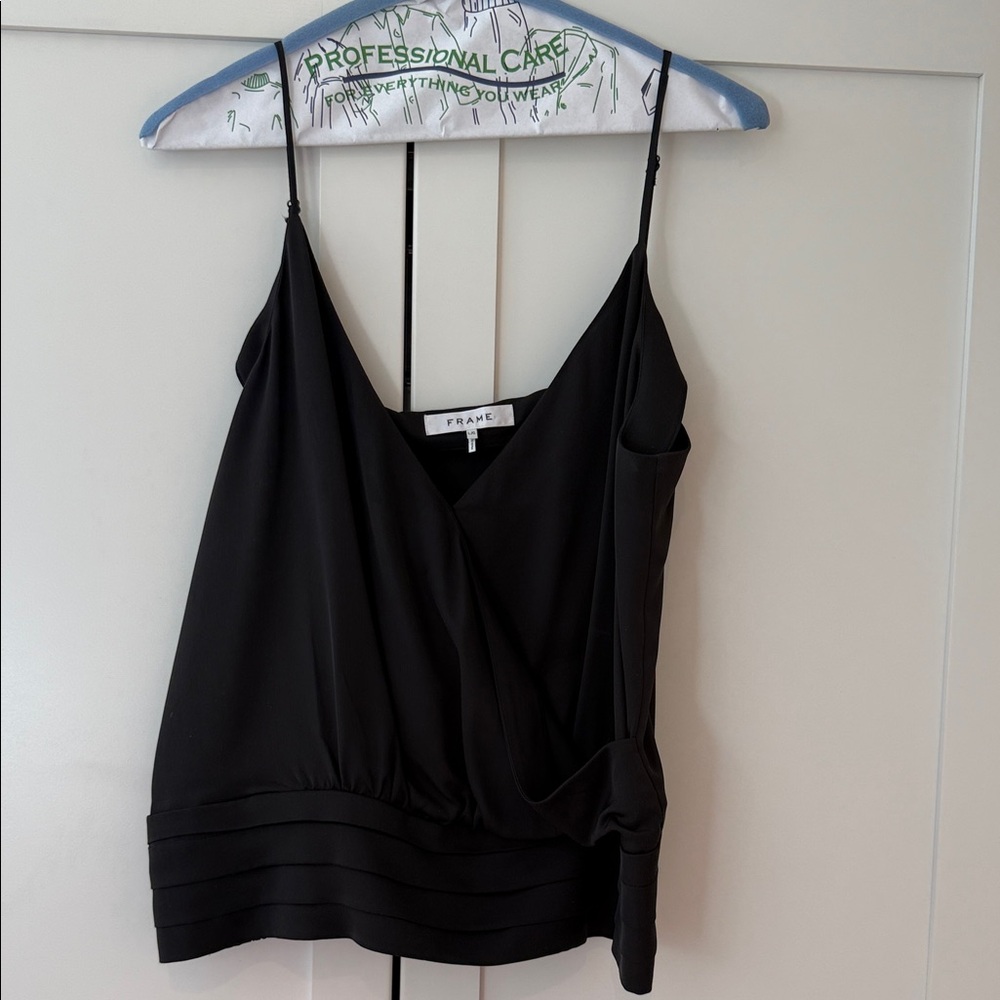 Frame Denim Elegant Black Wrap Camisole
